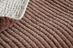 Bedroom Textiles|Blankets & Throws^Nkuku Nidra Velvet & Linen Bed Quilt - Rust