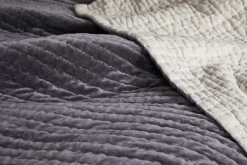 Bedroom Textiles|Blankets & Throws^Nkuku Nidra Velvet & Linen Bed Quilt - Charcoal