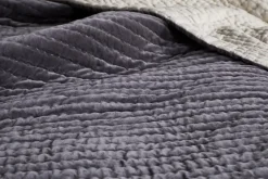 Bedroom Textiles|Blankets & Throws^Nkuku Nidra Velvet & Linen Bed Quilt - Charcoal
