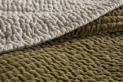 Bedroom Textiles|Blankets & Throws^Nkuku Nidra Velvet & Linen Bed Quilt - Moss
