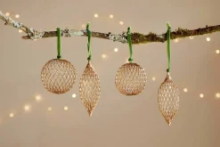 Baubles & Tree Decorations|New Christmas^Nkuku Nirav Wire Baubles - Brass (Set of 4)