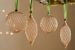 Baubles & Tree Decorations|New Christmas^Nkuku Nirav Wire Baubles - Brass (Set of 4)