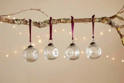 Baubles & Tree Decorations|New Christmas^Nkuku Nishan Pinched Baubles - (Set of 4) Clear