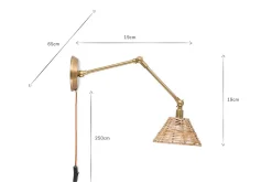 Wall Lights|Wall & Spot Lights^Nkuku Noko Rattan Wall Lamp - Natural & Antique Brass