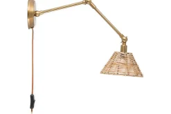 Wall Lights|Wall & Spot Lights^Nkuku Noko Rattan Wall Lamp - Natural & Antique Brass