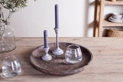 Trays & Platters^Nkuku Nyati Mango Wood Etched Round Tray - Dark