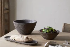 Bowls & Trays|Serving Bowls^Nkuku Nyati Wooden Serving Bowl - Dark Brown - Large