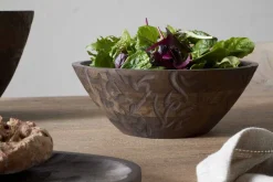 Bowls & Trays|Serving Bowls^Nkuku Nyati Wooden Serving Bowl - Dark Brown - Small