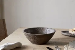 Bowls & Trays|Serving Bowls^Nkuku Nyati Wooden Serving Bowl - Dark Brown - Small