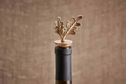 Barware^Nkuku Oak Leaf Brass Bottle Stopper