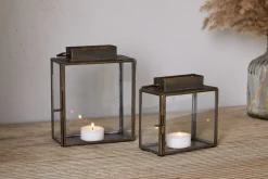 Desk Accessories|Lanterns^Nkuku Obi Mini Table Lantern - Antique Brass