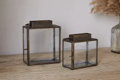 Desk Accessories|Lanterns^Nkuku Obi Mini Table Lantern - Antique Brass