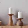 Decorative Home Accessories|Desk Accessories^Nkuku Omari Mango Wood Candlestick - Natural