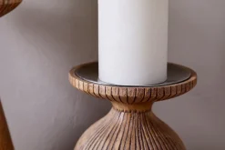 Decorative Home Accessories|Desk Accessories^Nkuku Omari Mango Wood Candlestick - Natural