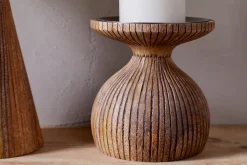 Decorative Home Accessories|Desk Accessories^Nkuku Omari Mango Wood Candlestick - Natural
