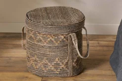 Baskets|Laundry Baskets^Nkuku Padla Cotton & Jute Laundry Basket - Black & Natural