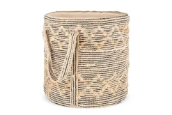 Baskets|Laundry Baskets^Nkuku Padla Cotton & Jute Laundry Basket - Black & Natural