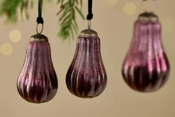 Baubles & Tree Decorations|Winter Berries^Nkuku Pannee Drop Baubles - Ruby (Set of 4)