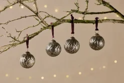 Baubles & Tree Decorations^Nkuku Patta Baubles - - (Set of 4) Antique Gold