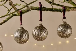 Baubles & Tree Decorations^Nkuku Patta Baubles - - (Set of 4) Antique Gold