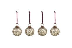 Baubles & Tree Decorations^Nkuku Patta Baubles - - (Set of 4) Antique Gold