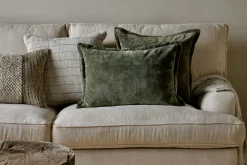 Bedroom Textiles|Cushions^Nkuku Pilani Velvet & Linen Cushion Cover - Moss