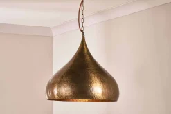 Statement Lighting|Pendant Lighting^Nkuku Quinn Statement Hammered Metal Pendant - Large
