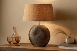 Table Lamps^Nkuku Ramvas Etched Table Lamp - Antique Brass