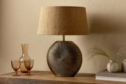 Table Lamps^Nkuku Ramvas Etched Table Lamp - Antique Brass