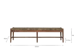 Kitchen & Dining|Dining Chairs & Benches^Nkuku Raunak Acacia Woven Bench - Washed Walnut