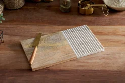 Cheese Board & Knives|Chopping Boards^Nkuku Reyna Chopping Board - Brown Marble