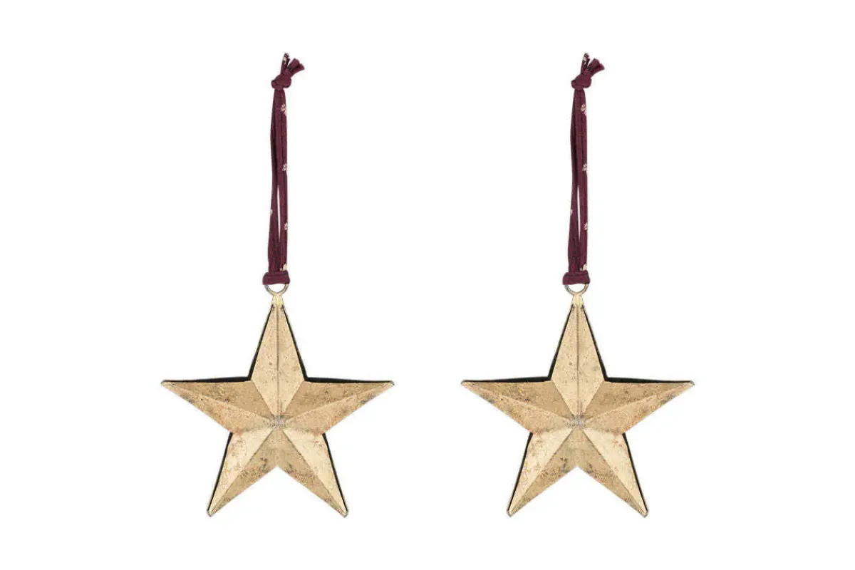 Baubles & Tree Decorations|New Christmas^Nkuku Roshani Star Baubles - Antique Brass (Set of 2)