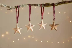 Baubles & Tree Decorations|New Christmas^Nkuku Roshani Star Baubles - Antique Brass (Set of 4)