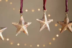 Baubles & Tree Decorations|New Christmas^Nkuku Roshani Star Baubles - Antique Brass (Set of 4)