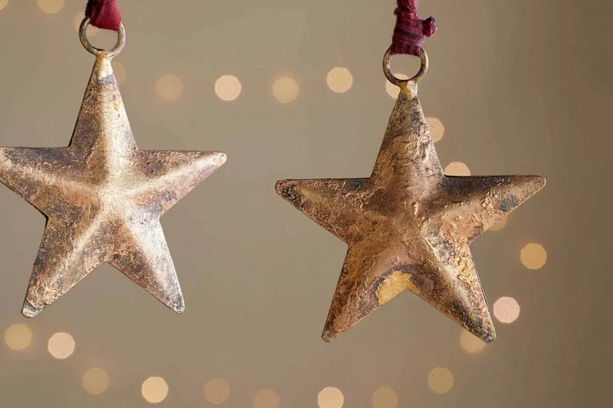 Baubles & Tree Decorations|New Christmas^Nkuku Roshani Star Baubles - Antique Brass (Set of 4)
