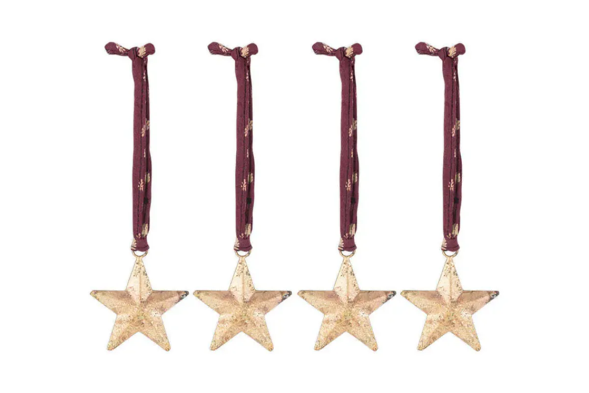 Baubles & Tree Decorations|New Christmas^Nkuku Roshani Star Baubles - Antique Brass (Set of 4)
