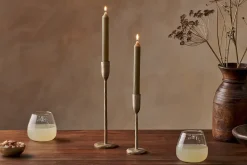 Candles|Candle Holders^Nkuku Rustic Soy Blend Dinner Candle - - (Set of 2) Olive Green