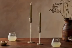 Candles|Candle Holders^Nkuku Rustic Soy Blend Dinner Candle - - (Set of 2) Olive Green