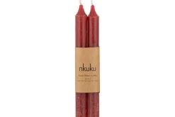 Candles|Candles & Candleholders^Nkuku Rustic Soy Blend Dinner Candle - (Set of 2) Dark Cherry
