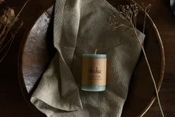 Candles|Candles & Candleholders^Nkuku Rustic Soy Blend Mini Pillar Candle - Sage Green