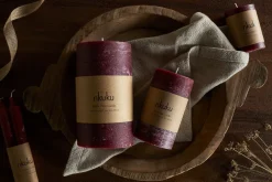 Candles|Candles & Candleholders^Nkuku Rustic Soy Blend Pillar Candle - - Large Dark Cherry