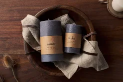 Candles|Candle Holders^Nkuku Rustic Soy Blend Pillar Candle - - Small Charcoal