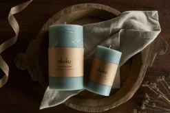 Candles|Candles & Candleholders^Nkuku Rustic Soy Blend Pillar Candle - - Large Sage Green