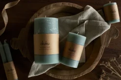 Candles|Candles & Candleholders^Nkuku Rustic Soy Blend Pillar Candle - - Large Sage Green
