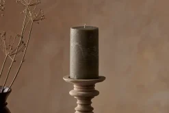 Fireside|Candles^Nkuku Rustic Soy Blend Pillar Candle - - Large Olive Green