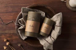 Candles|Candle Holders^Nkuku Rustic Soy Blend Pillar Candle - - Small Olive Green