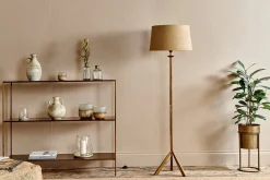 Floor Lamps^Nkuku Sahhil Metal Tripod Floor Lamp - Antique Brass