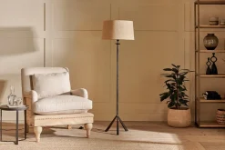 Floor Lamps^Nkuku Sahhil Metal Tripod Floor Lamp - Antique Bronze