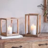 Lanterns|Candles & Candleholders^Nkuku Sanora Mango Wood Lantern - Natural