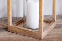 Lanterns|Candles & Candleholders^Nkuku Sanora Mango Wood Lantern - Natural